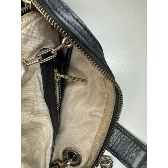 Tory Burch Dena Mini Black Crinkle Leather  Crossbody Chain Bag - Picture 9 of 11